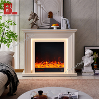 Cheminée électrique autoportante moderne F-648 pour intérieur avec télécommande, insert décoratif à LED et manteau de cheminée