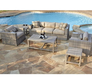 Juego de Sofás Americanos de Mimbre y Ratán para Exteriores, Muebles de Jardín para 5 Personas - Product Image 1