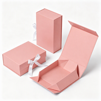 Boîte cadeau magnétique rigide en carton pliable rose avec logo personnalisé pour l'emballage artisanal