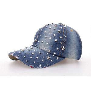 Casquettes de baseball déchirées unisexes pour le sport, ornées de diamants brillants et de étoiles, collection Printemps-Été - Product Image 3