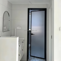 Pintu Kamar Mandi Minimalis Aluminium Alloy Laris Manis, Pintu Geser Kaca Tempered Tahan Air untuk Pemisahan Area Basah Kering