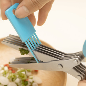 Ciseaux multifonctionnels en acier inoxydable à cinq couches, robustes, pour la cuisine, pour couper les légumes et les aliments pour bébés - Product Image 3