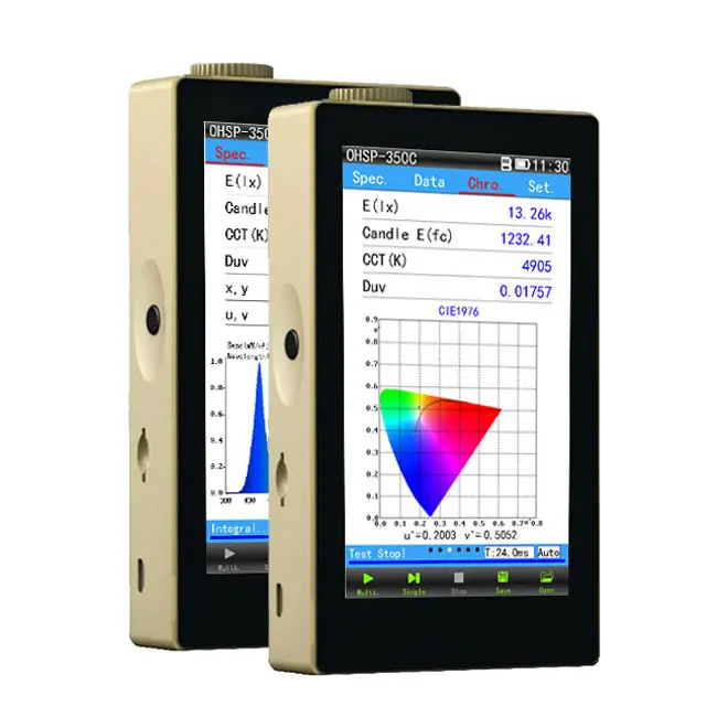 OHSP-350C สเปกโตรมิเตอร์สำหรับเครื่องตรวจจับความสว่างสเปกตรัมการทดสอบความยาวคลื่นสเปกโตรมิเตอร์แบบมือถือ