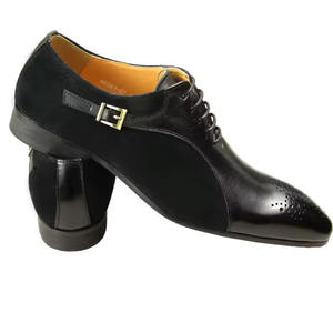 Chaussures habillées en cuir noir haut de gamme pour hommes, personnalisables, élégantes, pour le bureau et la carrière, printemps-été, respirantes, légères, à bout carré - Product Image 1