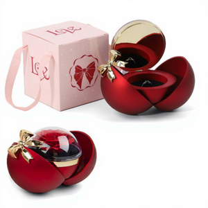 Caja de Anillos de Compromiso con Doble Sorpresa y Rosa Eterna, Caja de Anillos de Joyería con Lazo Novedoso para Boda, Caja de Regalo de Anillos para el Día de San Valentín - Product Image 6