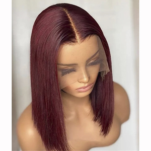 Hot Burgundy 99J <span class=keywords><strong>rouge</strong></span> dentelle avant perruques de cheveux humains 13x4 droite cheveux humains dentelle frontale perruques pré plumé coloré 360 pleine perruque de dentelle - Product Image 6