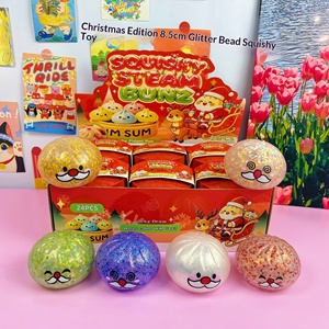 Jouet anti-stress en caoutchouc à rebond lent, en forme de boule de maltose souple à paillettes dorées, thème Noël transfrontalier, pour pain vapeur - Product Image 4