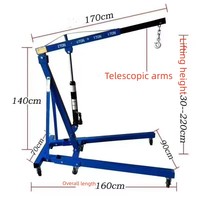 Grue de levage mobile pliable 2 tonnes 3 tonnes, grue de levage manuelle hydraulique pour atelier, autres véhicules et outils