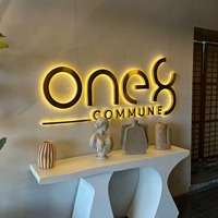 Enseigne personnalisée en acier inoxydable avec éclairage LED, en acrylique durable, étanche IP65, portable, pour la décoration d'entreprise