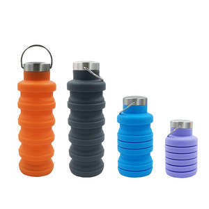 Bouteille d'eau sport pliable et extensible en silicone de qualité alimentaire, 500 ml, résistante au lave-vaisselle, prix direct usine, vente en gros pour l'extérieur - Product Image 5