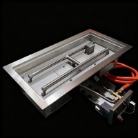 Kit de brûleur à gaz rectangulaire en acier inoxydable de 62 cm pour table de foyer extérieur.