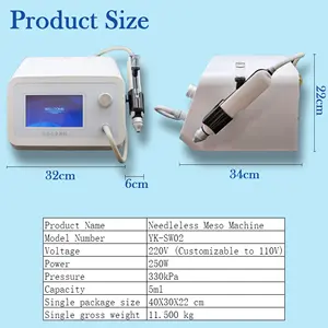 Electro Mesotherapy Machine Needleless Meso Gun Micro Injections Rejuvenate Tighten Skin 2024