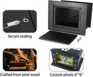 El yapımı masif çam ağacından evcil hayvan urnu, fotoğraf çerçevesi tarzı, köpek/kedi külleri için anma, cenaze, yakma hatırası, Çin malı. - Product Image 3