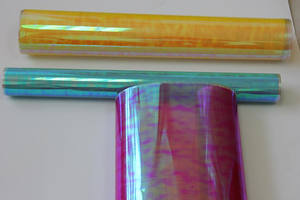 RG irisé dichroïque arc-en-ciel coloré holographique stratification Film rouleau <span class=keywords><strong>feuille</strong></span> pour faire cosmétique/sac à main tissu chaussures émail - Product Image 3