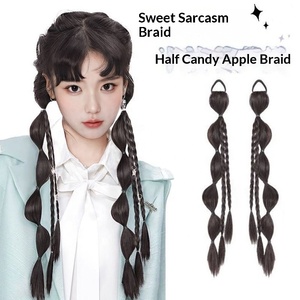 <span class=keywords><strong>Trecce</strong></span> <span class=keywords><strong>per</strong></span> capelli da ragazza, a coda di cavallo bassa, lunghe, con effetto naturale e stile dolce e cool, stile Lisa, doppie code di cavallo, <span class=keywords><strong>trecce</strong></span> da boxe alte - Product Image 2