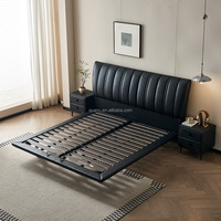 116187 Quanu nouveau Design tête de lit haute Design doux lit Double en bois et en cuir lit king en cuir pour la maison