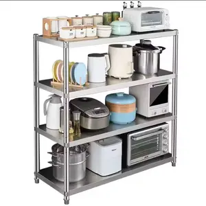 Isla de cocina de acero inoxidable, gabinete de cinco capas, estante de almacenamiento para horno microondas para uso doméstico con certificado CE