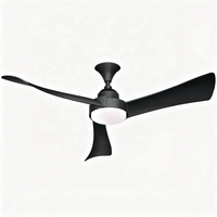 Ventilateur de plafond LED 52 pouces en gros avec télécommande, ventilateur de refroidissement DC avec lumière à température de couleur réglable (3 couleurs) pour la maison et le bureau