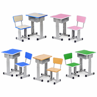 Ensemble de chaise et de bureau réglables en hauteur pour les élèves du collège, ensemble de bureau pour étudiants en acier et en bois, mobilier scolaire