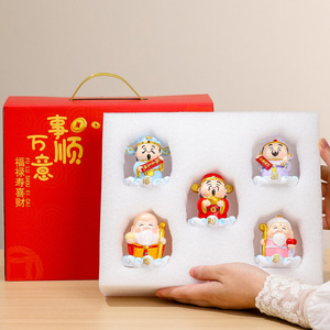 Ruijie – ensemble de figurines de dieux des cinq bénédictions, pour décoration de salon, déité artistique de dessin animé, cadeau de déménagement - Product Image 2