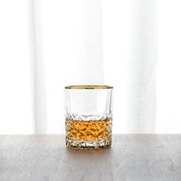Verres à whisky en verre gravé au diamant de 10oz, plaqué or et pour cadeaux