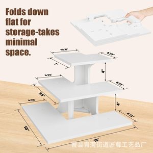 Tiered Wooden Display Rack 3 Floors Multipurpose Storage <b>Shelf</b> For Kitchen Food Container <b>Standing</b> Type Rectangle Durable - Product Image 4