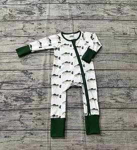 LR2531 Mono de bebé para niño con estampado de peces verdes, conjunto de pijama cálido para niños al por mayor - Product Image 1