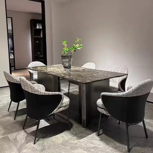 Modern Luxury Marble Rectangular Dining <b>Table</b> And Chairs 6 Piece Set For Dining Room Durable Combination Design - Product Image 1