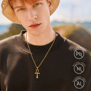 Changda Ancietnt egitto amuleto gioielli in oro placcato 925 in argento Sterling Goth da uomo egitto Vintage croce Ankh collana pendente - Product Image 6