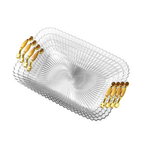 Assiettes de présentation en <span class=keywords><strong>plastique</strong></span> bon marché pour décoration de sous-assiette de mariage Assiettes de table de mariage en vrac avec poignée - Product Image 2