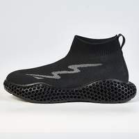 Chaussures de marche éclairées à semelle creuse en nid d'abeille rayée, avec empeigne en maille imprimée en 3D, élastiques, légères et absorbant les chocs