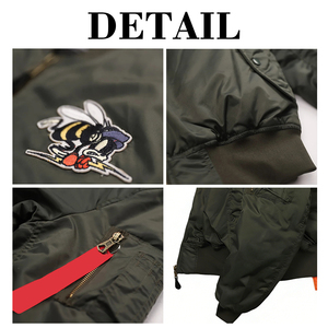 Chaqueta Bomber Retro de Alta Calidad para Hombre KingSen, con Parche Bordado de Abeja, Chaqueta de Nylon Oversize, Resistente al Viento, para Exteriores, Estilo Urbano, OEM - Product Image 6