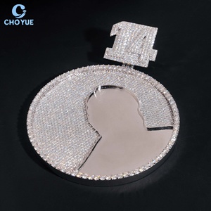 White Moissanite Pendant Round Brilliant Cut 925 <b>Silver</b> Rhodium Plated GRA Certified Themed Photo <b>Charm</b> Party Jewelry Unisex - Product Image 4