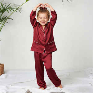 Pyjamas en satin pour enfants Hongbo en gros, 2 pièces, pyjamas de luxe pour enfants, marque privée, pyjamas en satin pour enfants de 5 à 10 <span class=keywords><strong>ans</strong></span> - Product Image 1
