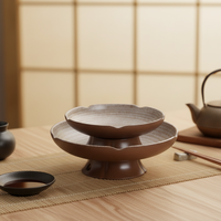 Assiette de service en mélamine marron à pied haut, nouveau style, 7,1 pouces, vente en gros