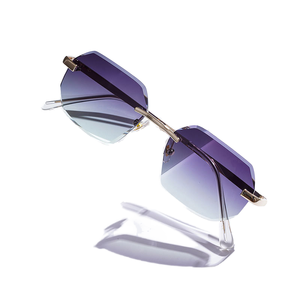 Lbashades 2158 Veelhoekige Randloze Rand Diamant Snijden Luxe Vierkante Gradiënt Lens Mode Metalen Zonnebril 2025 - Product Image 1