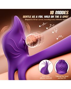 Anillos para pene en forma de zorro con vibrador, anillo para pene con estimulación del clítoris, juguete sexual con aplicación y control remoto. - Product Image 3