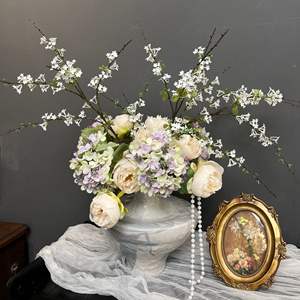 Fleurs artificielles en plastique blanc <span class=keywords><strong>de</strong></span> 85 cm, imitation saule des neiges, pour la décoration intérieure, des hôtels, des mariages et des pots – Vente chaude - Product Image 2