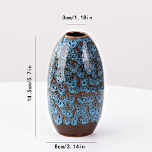 แจกันเซรามิกสีฟ้าเปลี่ยนเตาเผาด้วยดอกไ<span class=keywords><strong>ม</strong></span>้โต๊ะรับประทานอาหารของตกแต่งบ้านที่มีชื่อเสียง - Product Image 5