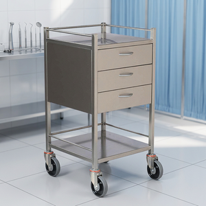 Carrito de Laboratorio de Acero Inoxidable para Hospital, Diseño Cuadrado Portátil, Personalizable y Duradero - Product Image 1