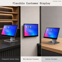 Ordinateur tout-en-un POS en alliage d'aluminium fin, écran tactile FHD de 15,6 pouces avec affichage client en option pour les caisses de vente au détail
