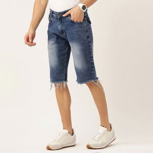 Quantité minimale de commande bas nouveauté short en jean amincissant pour hommes en coton écologique fait de vêtements de rue motif solide dernier prix - Product Image 1