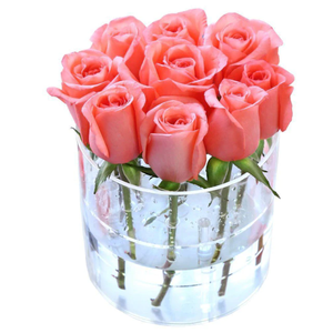 Acrylic Box Wedding Yageli Factory Custom Clear Acrylic Round 9 Holes Clear Acrylic Flower Box For Wedding Decor Rose Gift Box