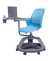 Chaise de formation moderne et durable en plastique pour salle de classe, bureau, avec base trépied réglable en hauteur et tablette d'écriture