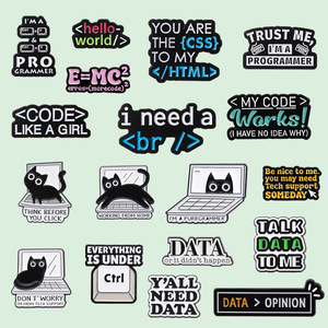 Set di Spille in Lega a Tema Programmazione, Pin Smaltati in Metallo con Tastiera e Codice, Regalo per Appassionati di Informatica, Collezione IT in Nichel Nero - Product Image 2