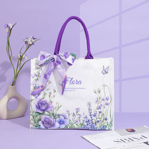 Sac de courses <span class=keywords><strong>en</strong></span> toile élégant avec logo personnalisé, motif <span class=keywords><strong>lavande</strong></span> et rose violette, <span class=keywords><strong>pour</strong></span> promotion d'entreprise et publicité <span class=keywords><strong>en</strong></span> supermarché - Product Image 1