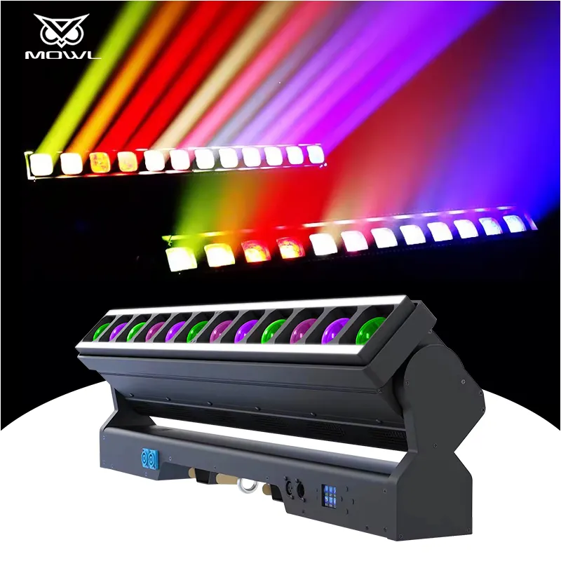 12x40W RGBW 4 en 1 12*40W DMX Pixel Bar Beam Zoom Wall Wash LED Luz con cabezal móvil con anillo Halo