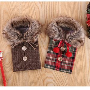 ของตกแต่งคริสต์มาสขายส่ง ของขวัญคริสต์มาส ปลอกขวดไวน์ลายตาราง ของเล่นตกแต่งบ้าน - Product Image 3