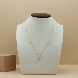 Exquisito Collar Tradicional de Oro de 22K para Mujer con Cuentas Texturizadas de Diamante en Dos Tonos y Cadena Ornamentada de Alto Brillo - Product Image 2