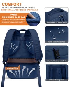 Sac à dos pour ordinateur portable imperméable, portable et durable, grande capacité 20L-25L, approuvé pour les vols, sac de voyage avec ouverture à 180°. Fermeture à glissière - Product Image 4